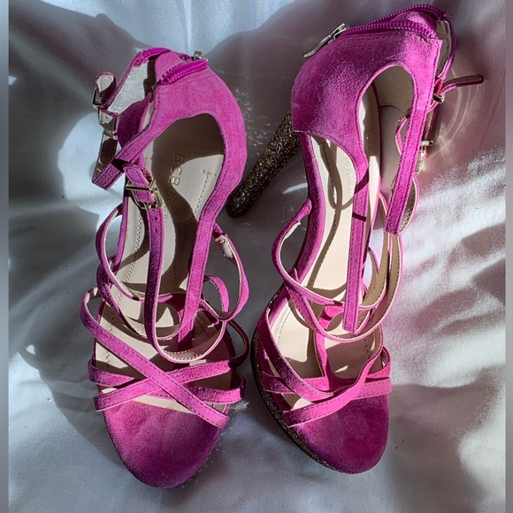 BCBGeneration Pink/Magenta With Multi-Colored Glitter High Heels. Sz 6/36 - Picture 3 of 7
